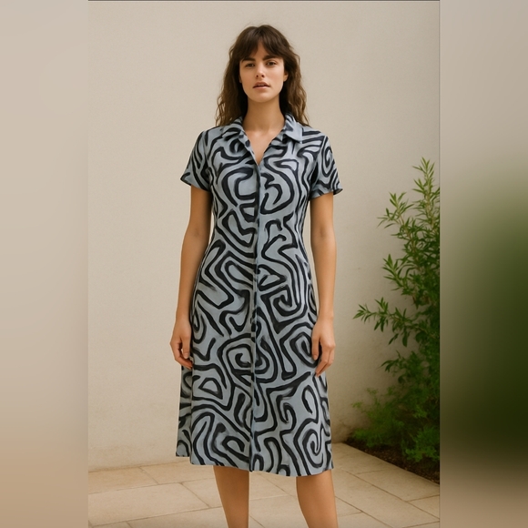 Jopna Dresses & Skirts - Women's Sz Small Dress Cotton Flax Abstract Maxi Artsy Lagenlook Art